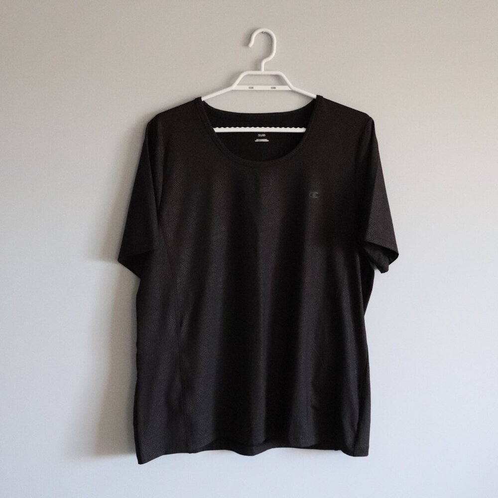 Champion Unisex Sz XL Black Activewear Short Sleeve T-Shirt Stretch Crewneck Top